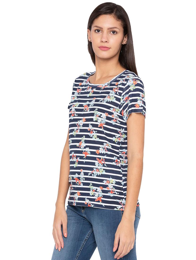 floral striped short sleeved top - 15799991 - Zoom Image - 2