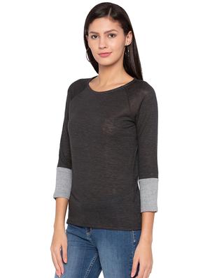 contrast paneled heather top - 15800001 - Standard Image - 2