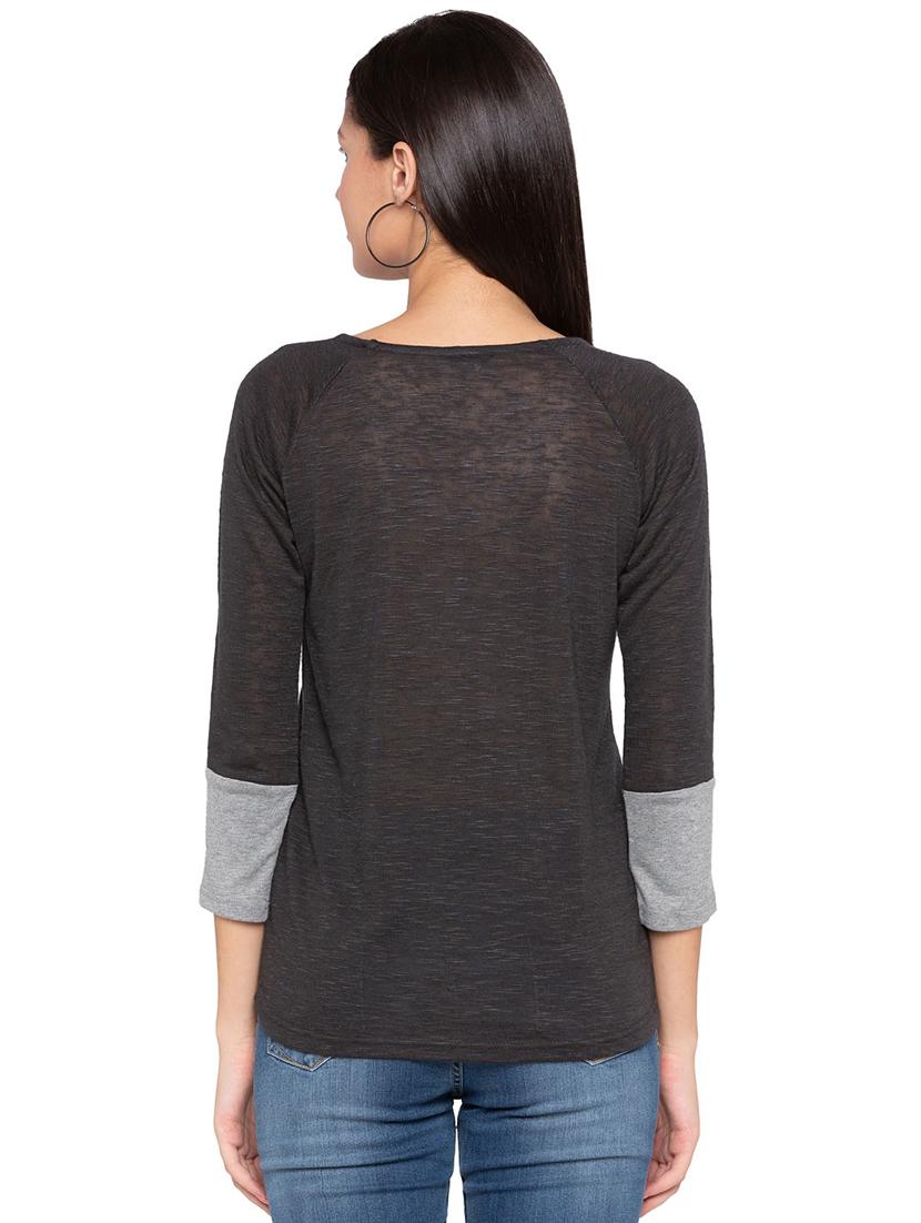 contrast paneled heather top - 15800001 - Zoom Image - 3