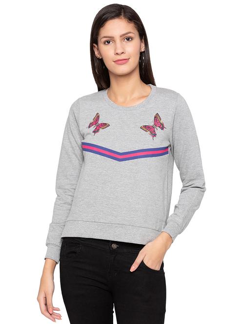 graphic print side slit sweatshirt - 15800015 - Standard Image - 1