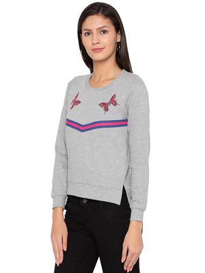 graphic print side slit sweatshirt - 15800015 - Standard Image - 2