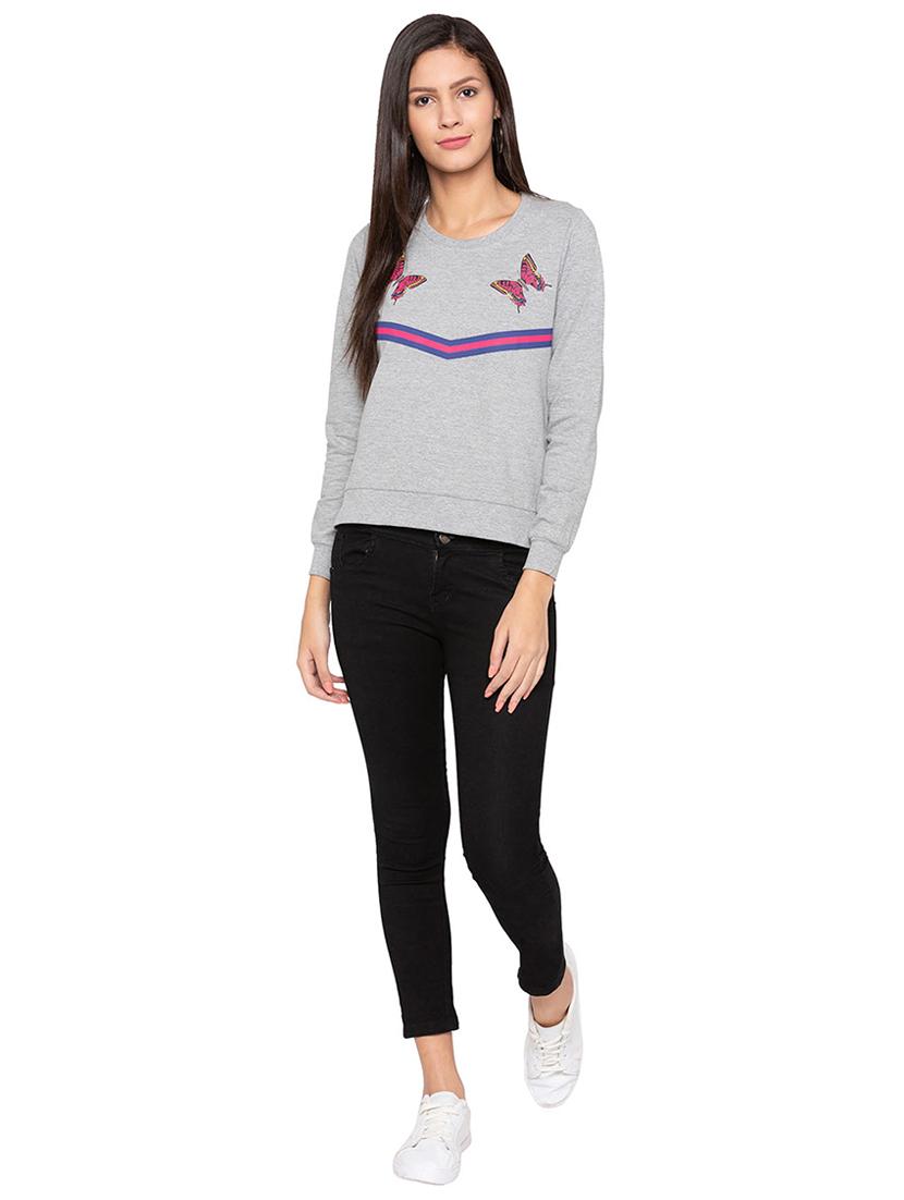 graphic print side slit sweatshirt - 15800015 - Zoom Image - 4