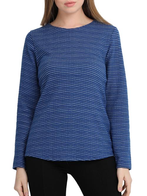 striped curved hem top - 15800027 - Very Small Image - 1
