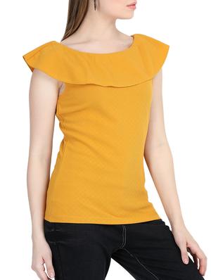 ruffled boat neck top - 15800043 - Standard Image - 2