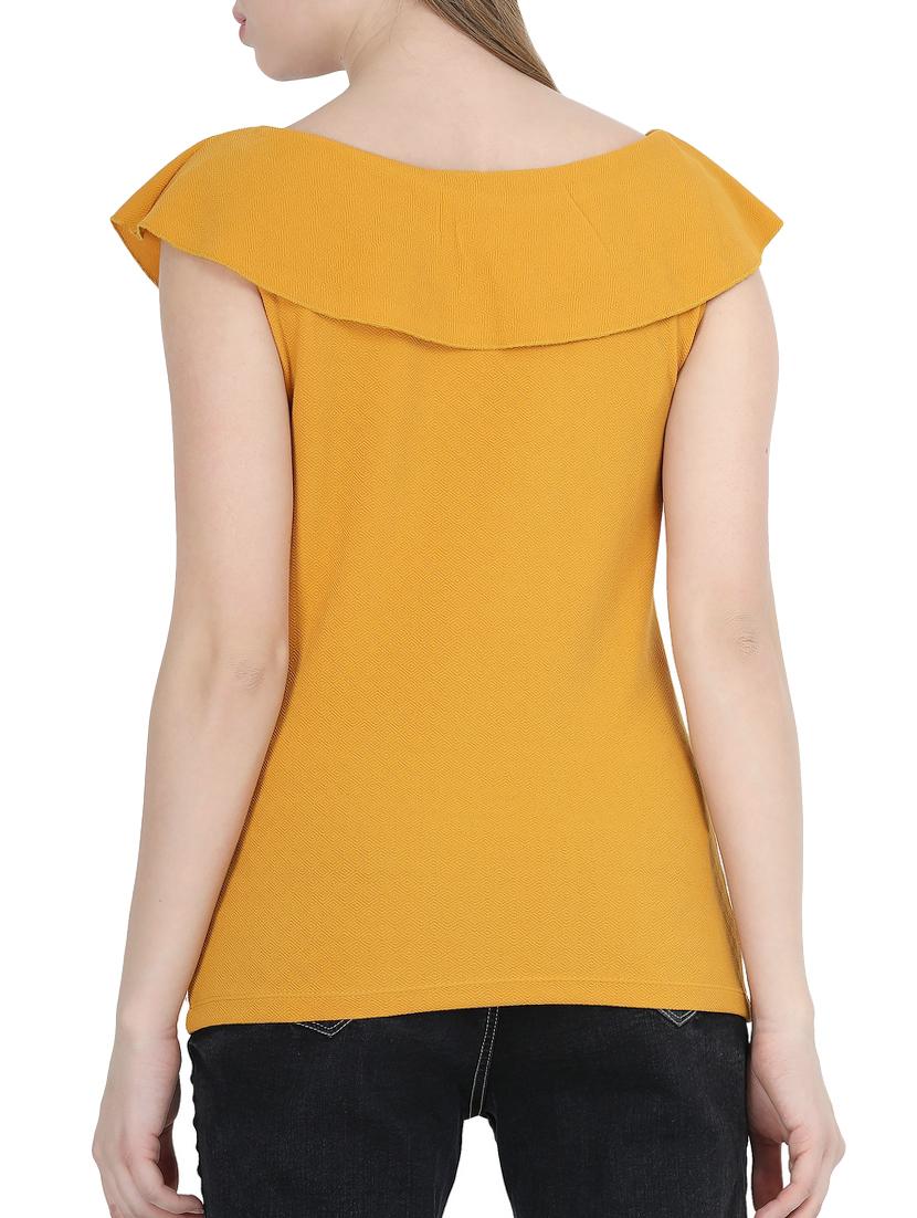 ruffled boat neck top - 15800043 - Zoom Image - 3