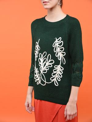 raglan sleeved embroidered pullover - 15800277 - Standard Image - 2