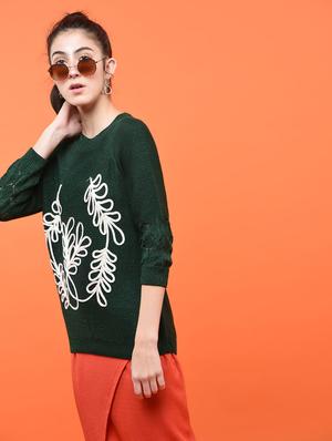 raglan sleeved embroidered pullover - 15800277 - Standard Image - 3