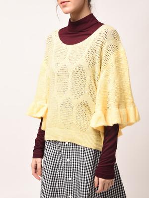 bat wing sleeved pointelle knit pullover - 15800283 - Standard Image - 4
