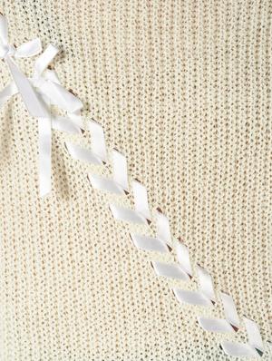 dropped shoulder lace up detail pullover - 15800285 - Standard Image - 6