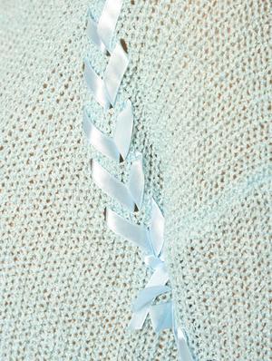 dropped shoulder lace up detail pullover - 15800286 - Standard Image - 6