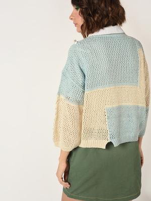 lace up detail pointelle knit pullover - 15800288 - Standard Image - 4