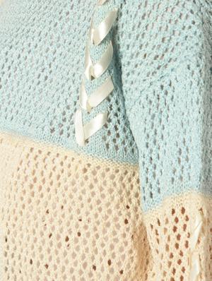 lace up detail pointelle knit pullover - 15800288 - Standard Image - 6