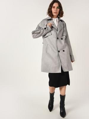double breasted zipper detail overcoat - 15800291 - Standard Image - 2