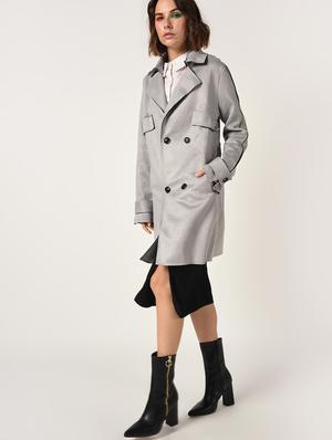 double breasted zipper detail overcoat - 15800291 - Standard Image - 3