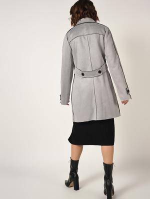double breasted zipper detail overcoat - 15800291 - Standard Image - 4