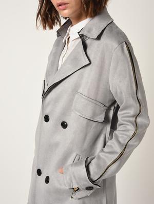 double breasted zipper detail overcoat - 15800291 - Standard Image - 5