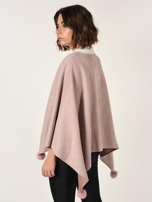 pom pom detail button closure poncho - 15800294 - Standard Image - 4
