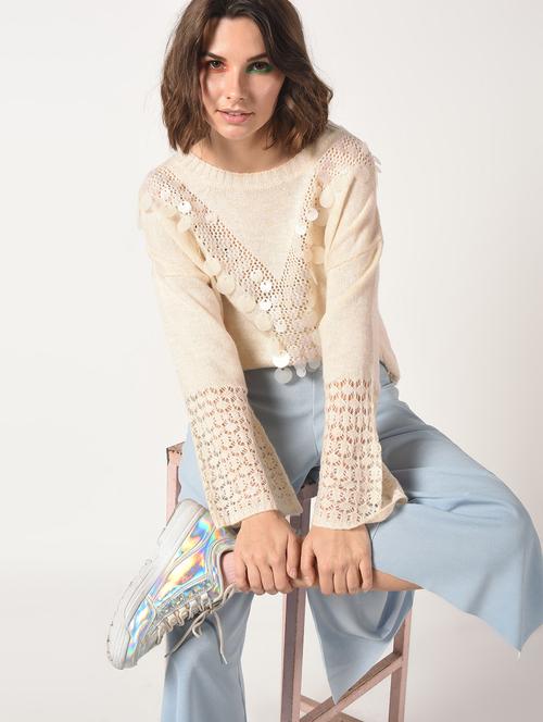 dropped shoulder embellished top - 15800315 - Standard Image - 1