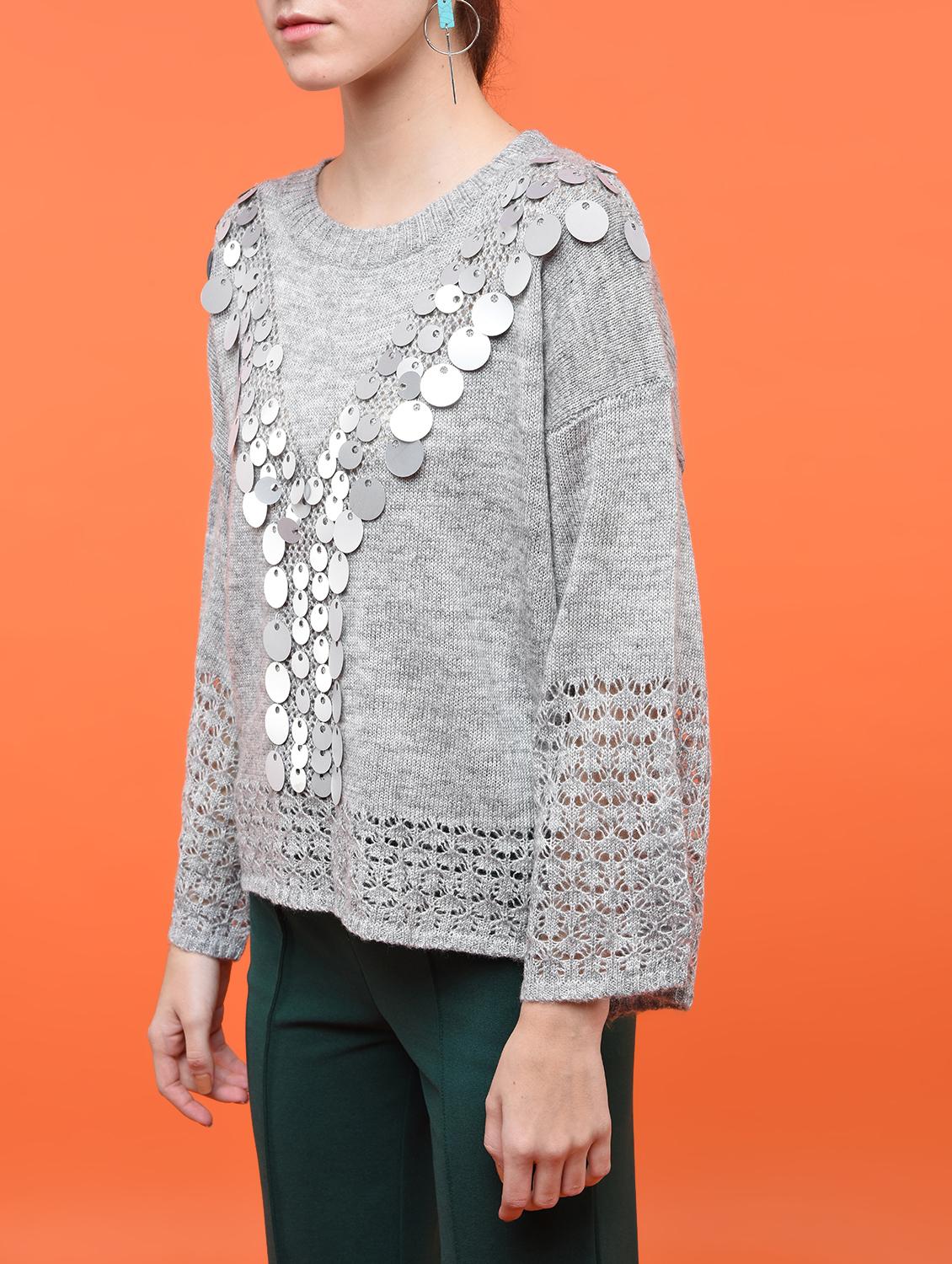 dropped shoulder embellished top - 15800316 - Zoom Image - 2