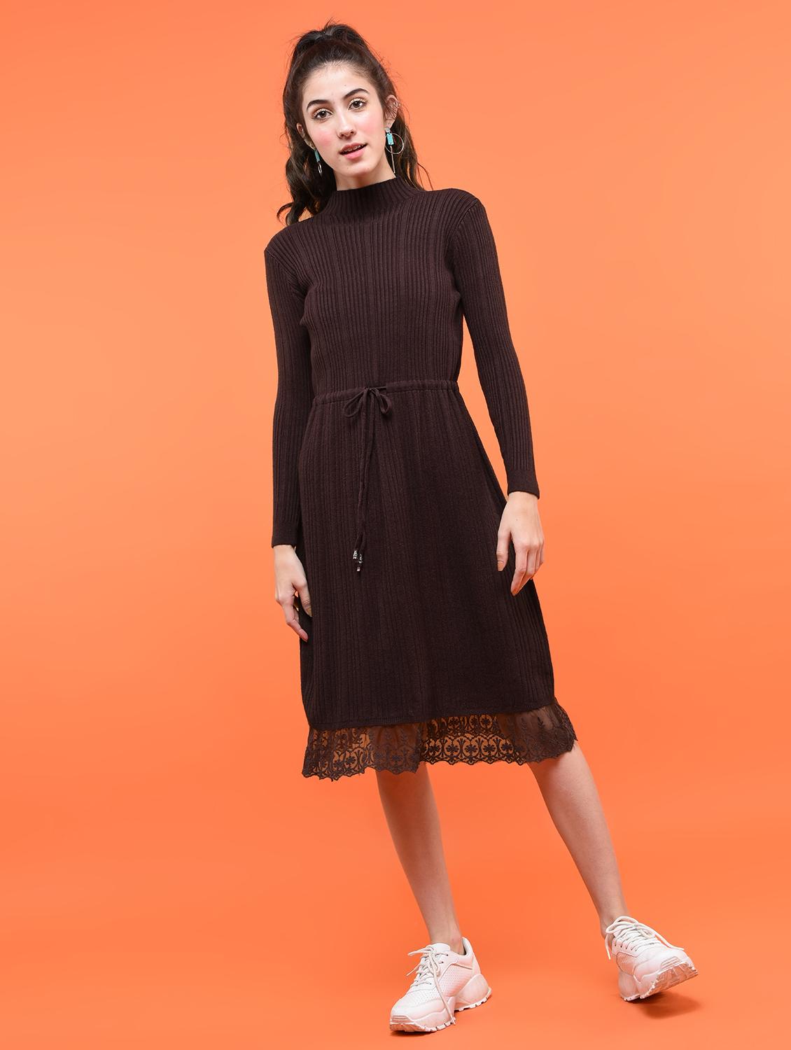 lace edge drawstring waist dress - 15800318 - Zoom Image - 1