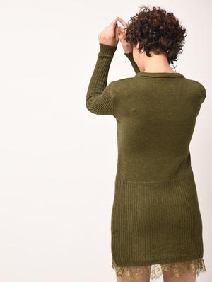 ribbed edge lace hem sheath dress - 15800320 - Standard Image - 4