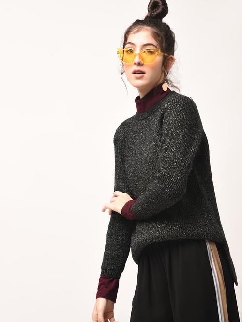raglan sleeved side slit pullover - 15800322 - Standard Image - 1