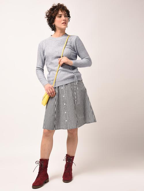 lace up detail ribbed edge top - 15800325 - Standard Image - 1