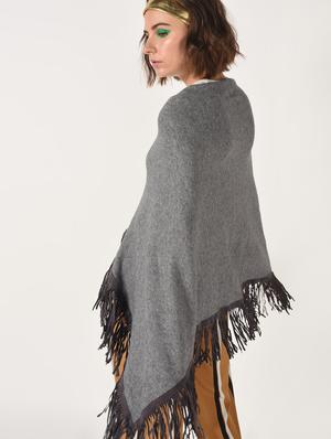 fringed edge v-neck poncho - 15800331 - Standard Image - 4