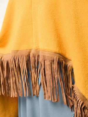 fringed hem v-neck poncho - 15800332 - Standard Image - 5