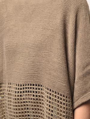 boat neck oversized knitted poncho - 15800333 - Standard Image - 5