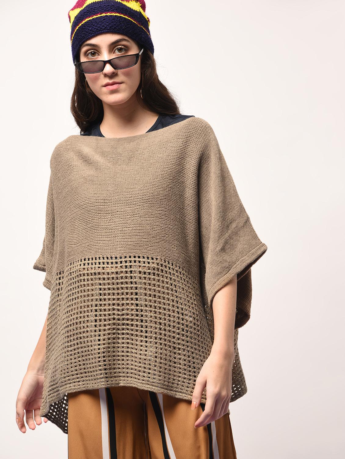 boat neck oversized knitted poncho - 15800333 - Zoom Image - 1