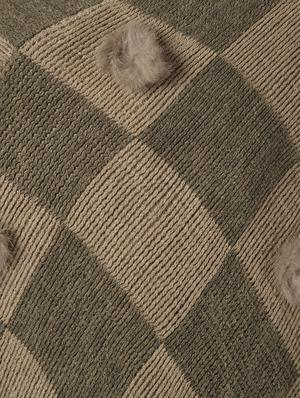 pom pom checkered fringed poncho - 15800348 - Standard Image - 5