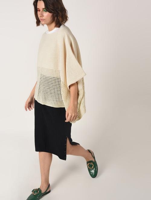 boat neck oversized knitted poncho - 15800352 - Standard Image - 1
