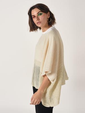 boat neck oversized knitted poncho - 15800352 - Standard Image - 3