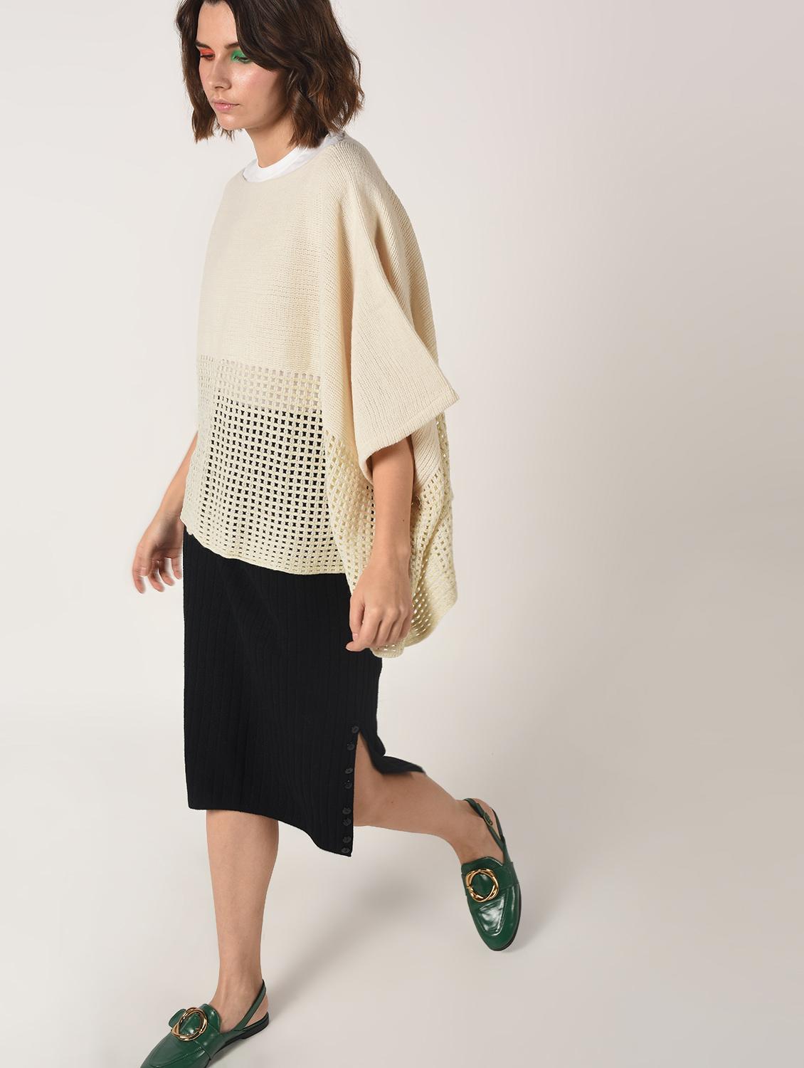 boat neck oversized knitted poncho - 15800352 - Zoom Image - 1