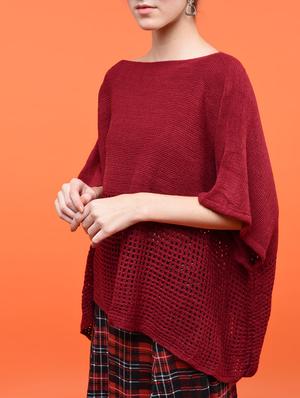 boat neck oversized knitted poncho - 15800353 - Standard Image - 2