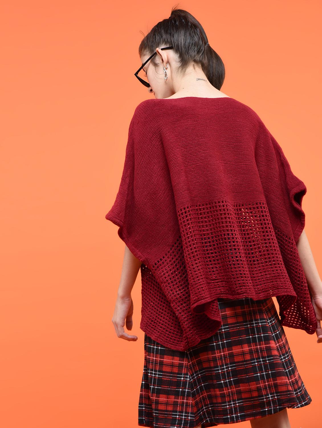 boat neck oversized knitted poncho - 15800353 - Zoom Image - 3