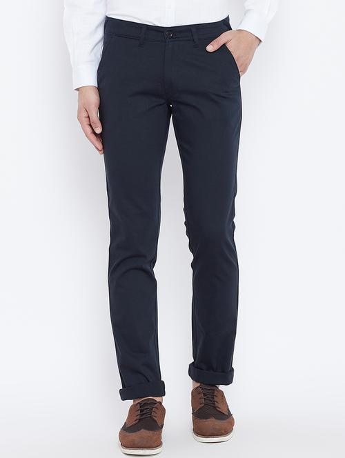 blue cotton blend chinos - 15800376 - Standard Image - 1
