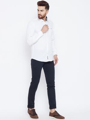 blue cotton blend chinos - 15800376 - Standard Image - 4