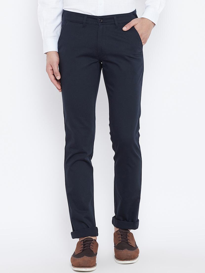 blue cotton blend chinos - 15800376 - Zoom Image - 1