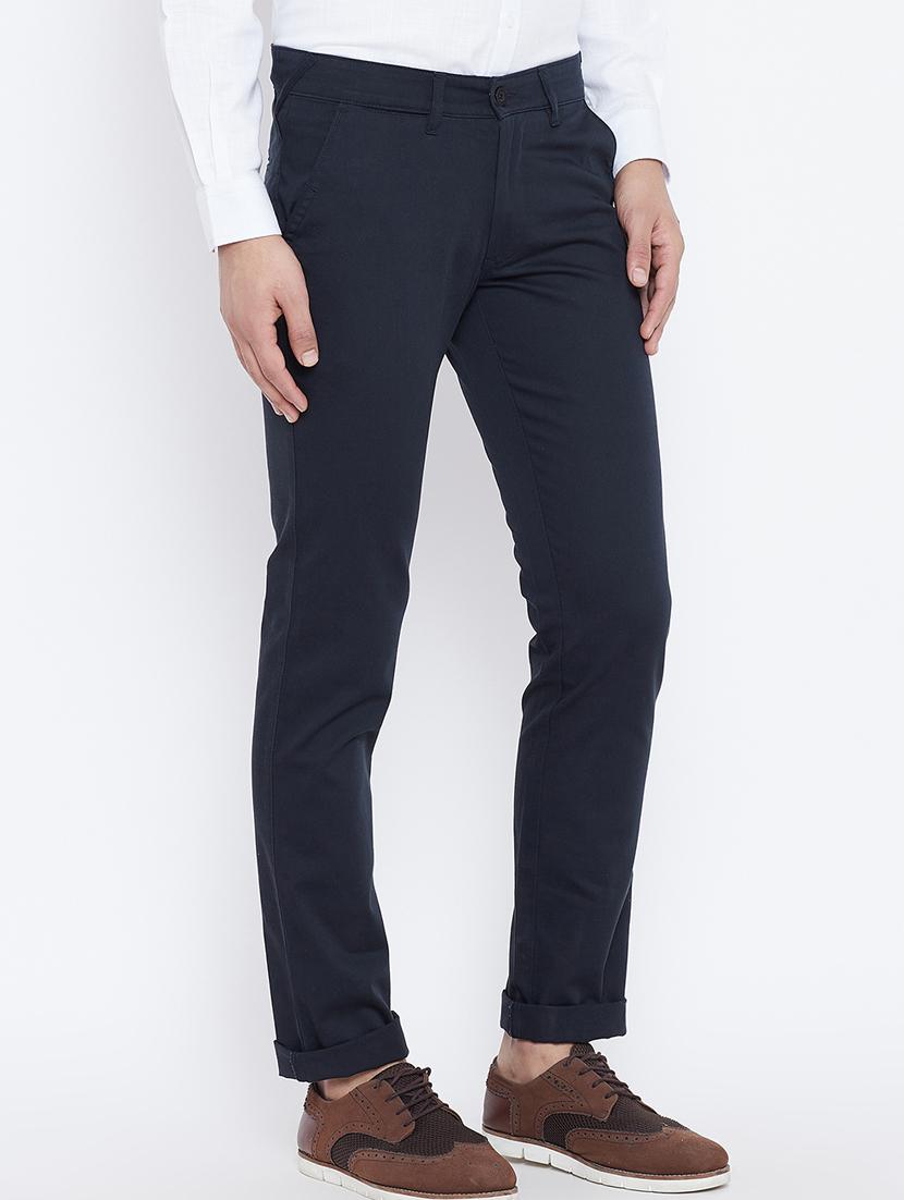 blue cotton blend chinos - 15800376 - Zoom Image - 2