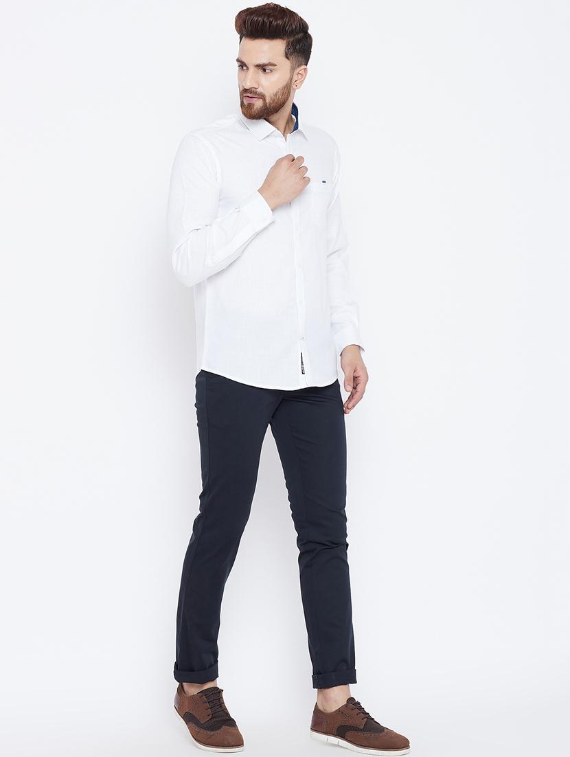 blue cotton blend chinos - 15800376 - Zoom Image - 4