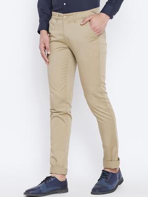 beige cotton blend chinos - 15800377 - Standard Image - 2