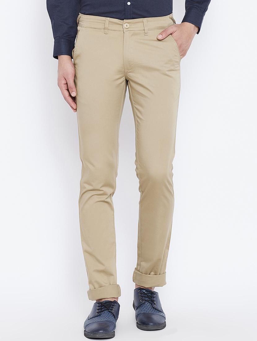 beige cotton blend chinos - 15800377 - Zoom Image - 1