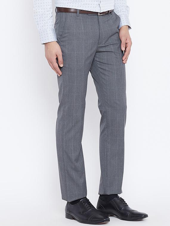 grey polyester flat front formal trouser - 15800383 - Zoom Image - 2