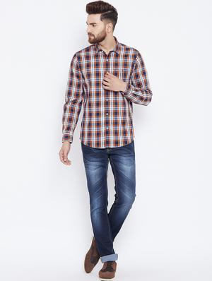 blue checkered casual shirt - 15800400 - Standard Image - 4