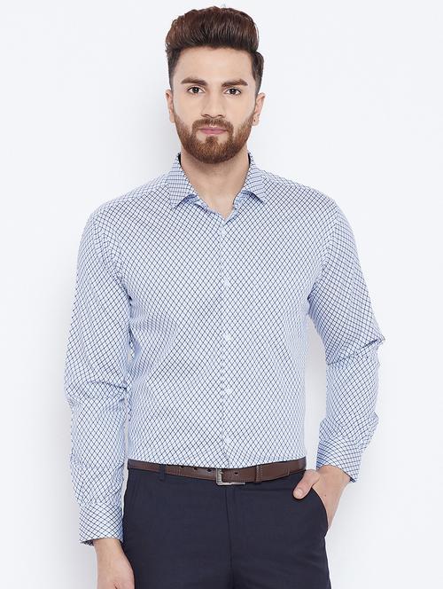 navy blue cotton formal shirt - 15800426 - Standard Image - 1