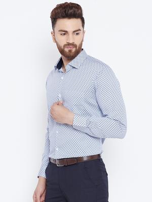 navy blue cotton formal shirt - 15800426 - Standard Image - 2