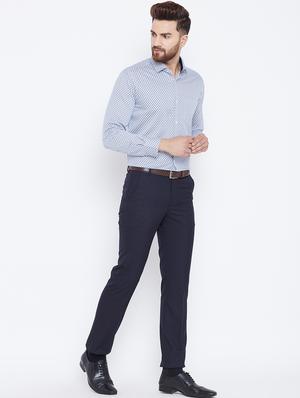 navy blue cotton formal shirt - 15800426 - Standard Image - 4