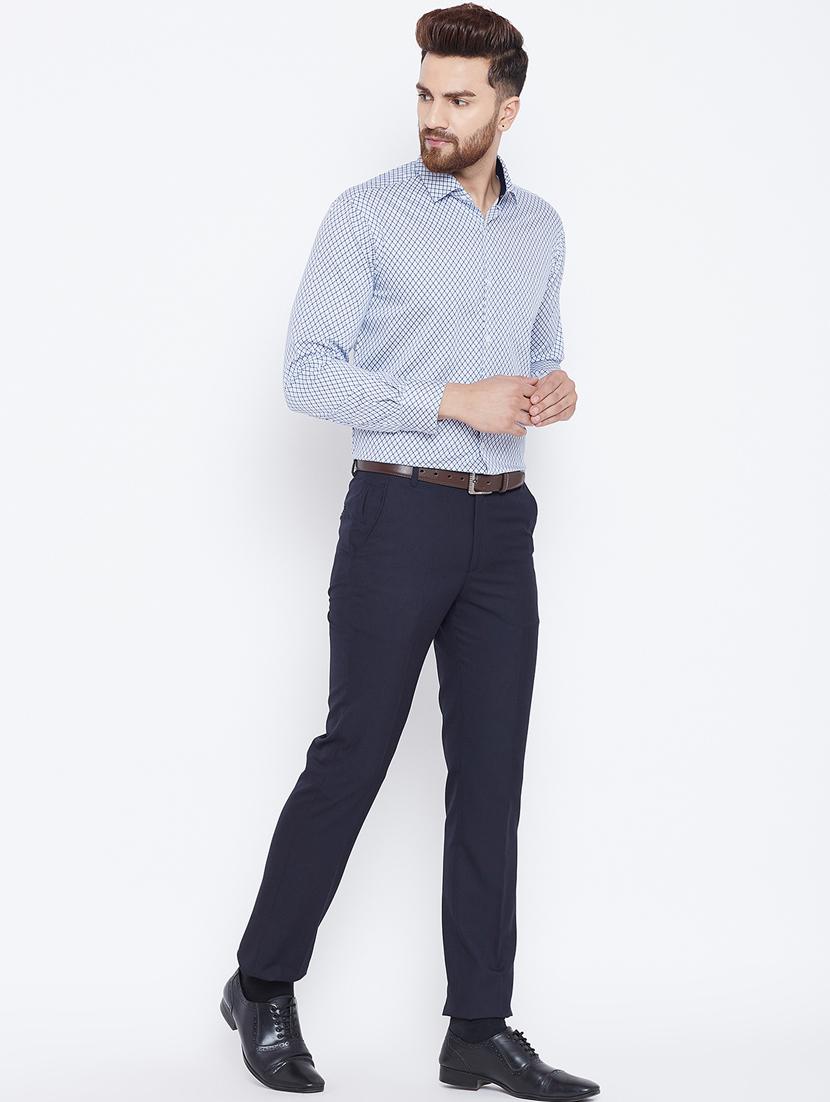 navy blue cotton formal shirt - 15800426 - Zoom Image - 4